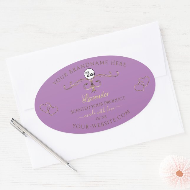 Lavender Étiquette Gold Ornate Hearts Ajouter un l (Enveloppe)