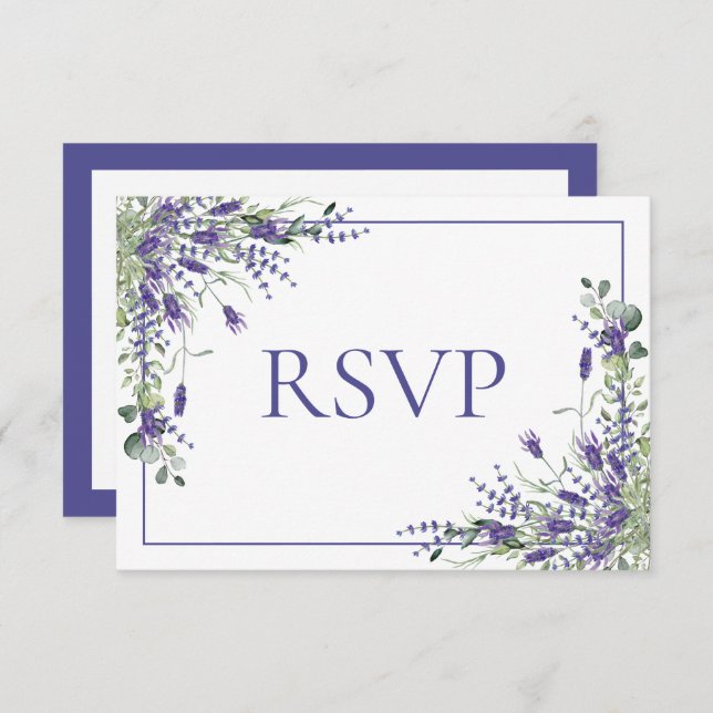 Lavender Eucalyptus Botanical Script Wedding RSVP (Devant / Derrière)