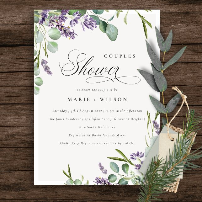 Lavender Eucalyptus Bunch Couples Invitation douch (Créateur téléchargé)
