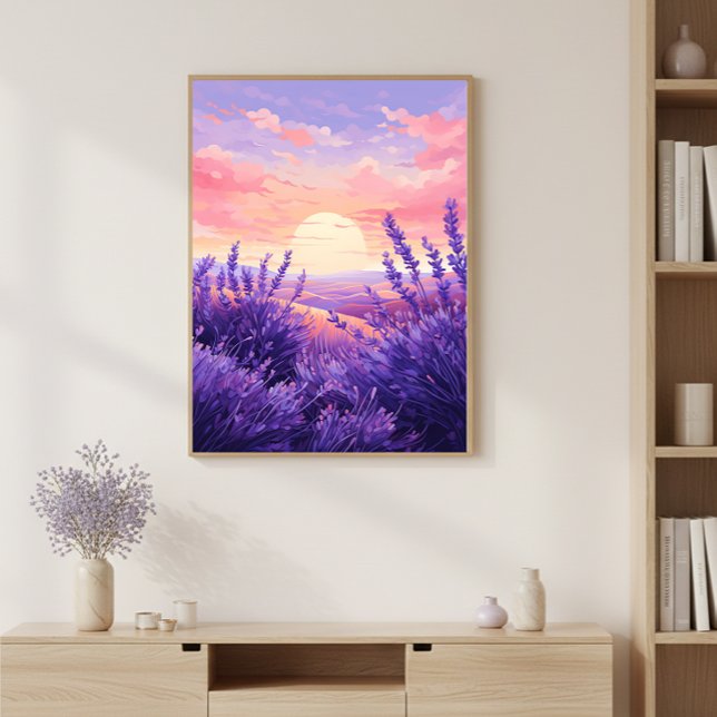 Lavender Field Sunset Wall Art Print Poster (Créateur téléchargé)