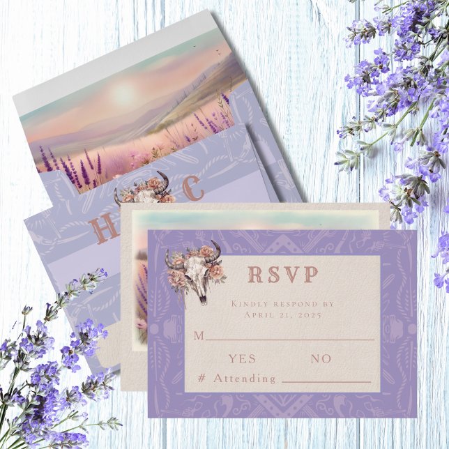 Lavender Fields Western Mariage Réponse carte RSVP (Créateur téléchargé)