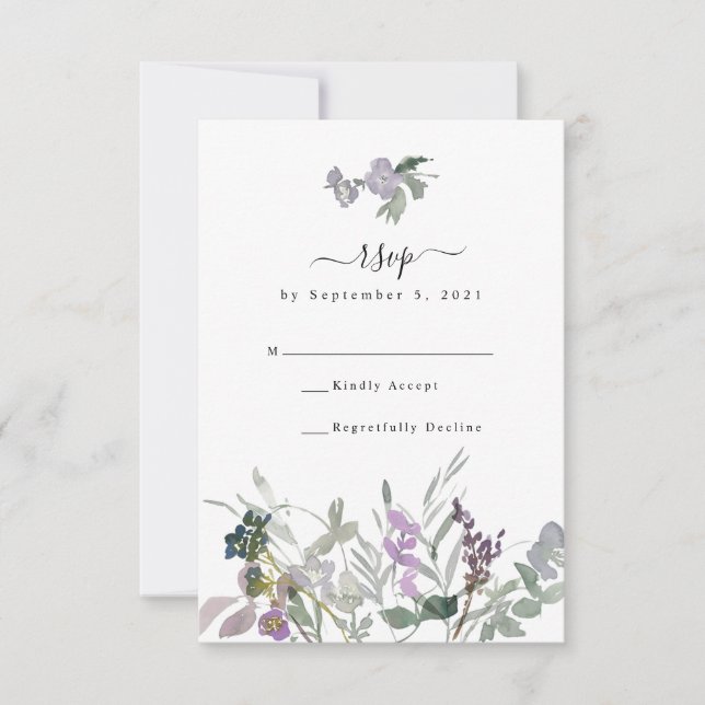 Lavender Fleur sauvage & Greenery Wedding Carte RS (Devant)