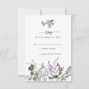 Lavender Fleur sauvage & Greenery Wedding Carte RS