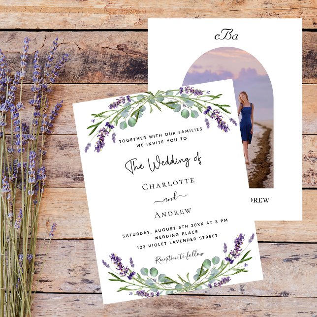 Lavender floral arche photo monogramme budget mari (Créateur téléchargé)