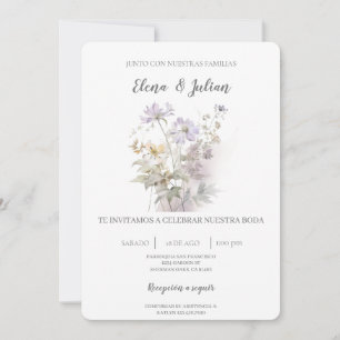 Lavender Floral Faire-part de mariage espagnol