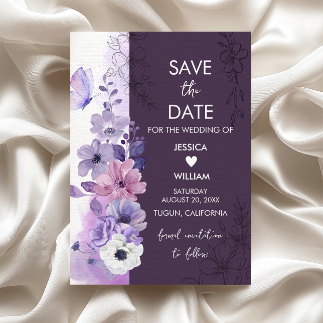 Lavender Floral Save the Date Card (Créateur téléchargé)