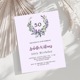 Lavender florales lilas budget invitation d'annive