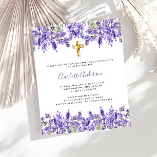 Lavender floraux budget Première communion invitat
