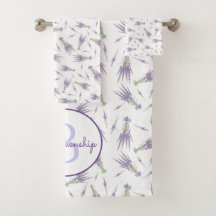 Lavender Flower Bung Motif pourpre Bow Monogramme