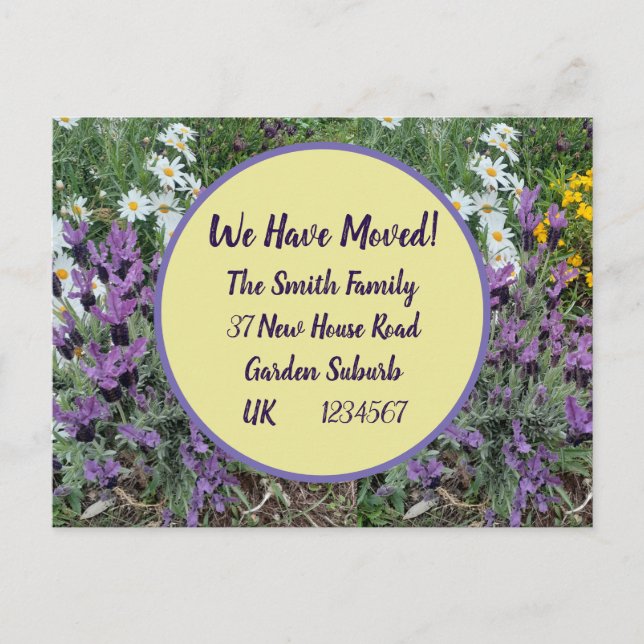 Lavender Flower Nouvelle Adresse Carte Postale Nou (Devant)