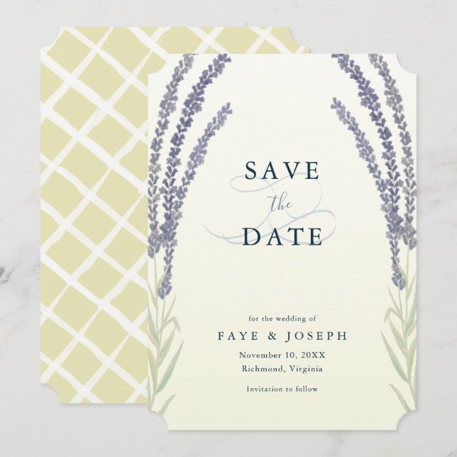 Lavender Flower Yellow Enregistrer la carte de dat (Devant / Derrière)