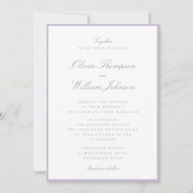 Lavender Framed Wedding Invitation (Devant)