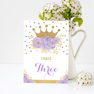Lavender Gold Crown Princess Numéro de table