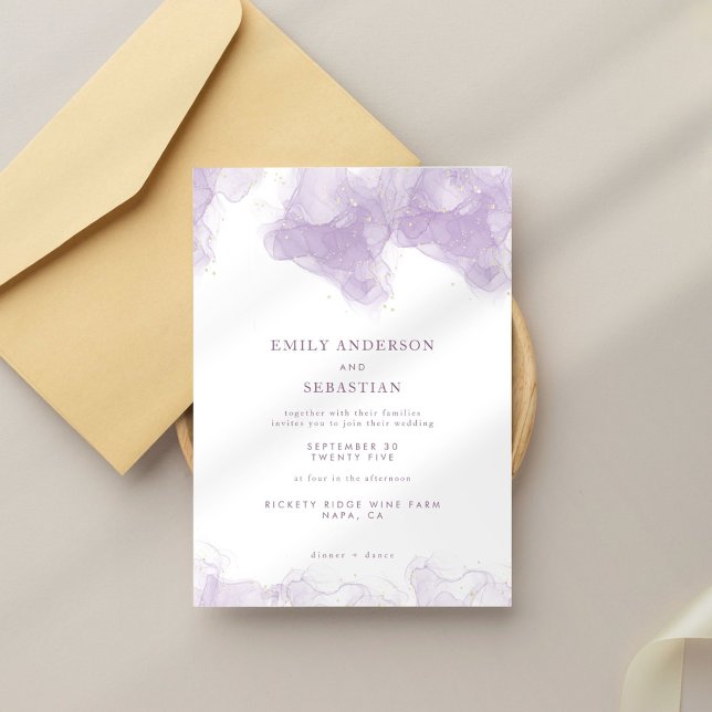 Lavender Gold Enk Élégant mariage invitation (Créateur téléchargé)