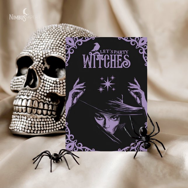 Lavender Gothic Witchy Halloween Flat Invitation (Créateur téléchargé)
