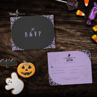 Lavender Gothic Witchy Halloween RSVP Card