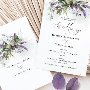 Lavender Greenery Faire-part de mariage de script
