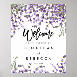 lavender greenery wedding welcome sign poster