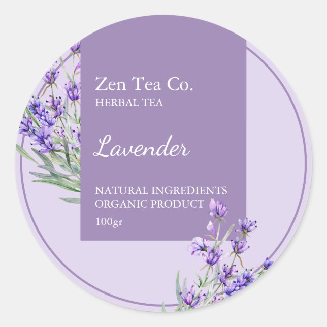 Lavender Herbal Tea Étiquette d'entreprise (Devant)