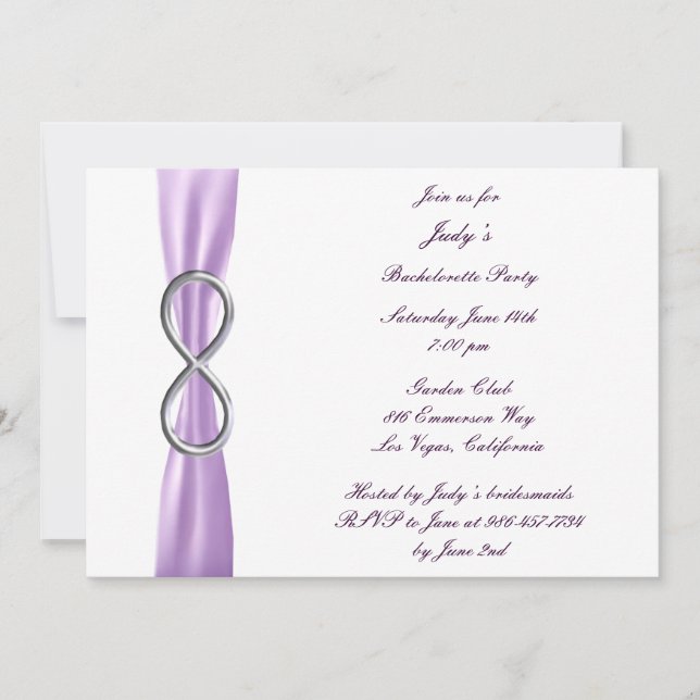 Lavender Infinity Bachelorette Party Invitation (Devant)