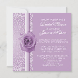 Lavender Lace Damask Beauté Rose douche Invitation