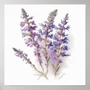 Lavender Larkspur Flower Art Imprimer Poster