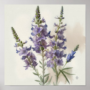 Lavender Larkspur Flower Art Imprimer Poster
