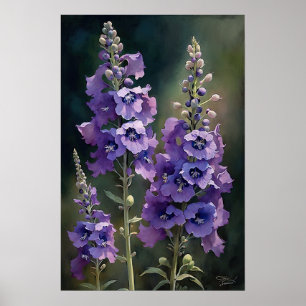Lavender Larkspur Flower Art Imprimer Poster