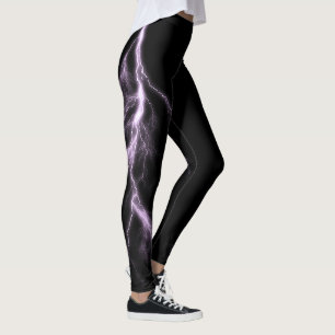 Lavender Lightning Strikes Spandex Leggings