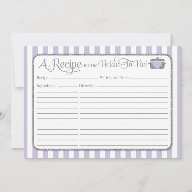 Lavender Lilac Gris Fête des mariées Recette Carte (Devant)