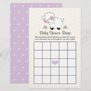 Lavender Little Lamb Baby shower Bingo
