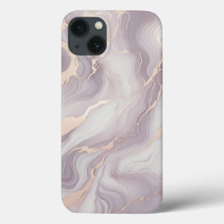 Lavender Marble iPhone 13 Coque avec Veines Argent