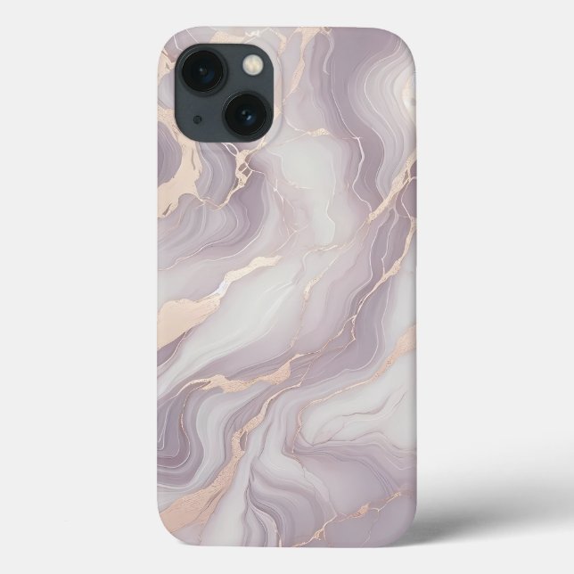 Lavender Marble iPhone 13 Coque avec Veines Argent (Verso)