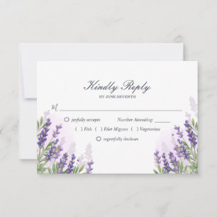 Lavender mariage carte RSVP Purple Pastel Floral