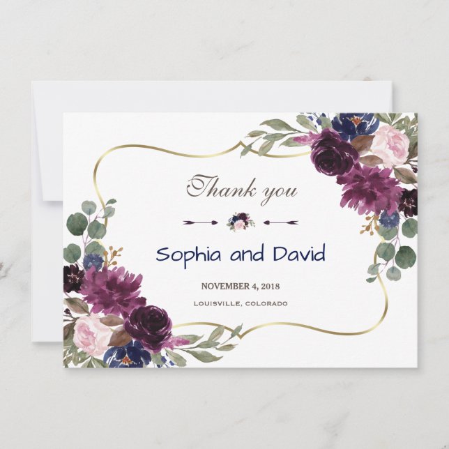 Lavender Marine or Floral Florom Mariage Merci (Devant)