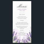 Lavender Menu Mariage Élégant Purple Floral Dreamy<br><div class="desc">♥ Cartes de menu élégantes et élégantes. Tous les détails sont DESSUS À LA MAIN, vous pouvez être sûr que ce design est unique. On dit que la lavande apporte de la chance mais c'est aussi un symbole d'amour et de dévotion, ce qui en fait une fleur particulièrement significative à...</div>
