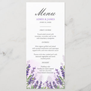 Lavender Menu Mariage Élégant Purple Floral Dreamy
