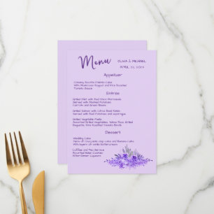 Lavender minimaliste élégant mariage Menu