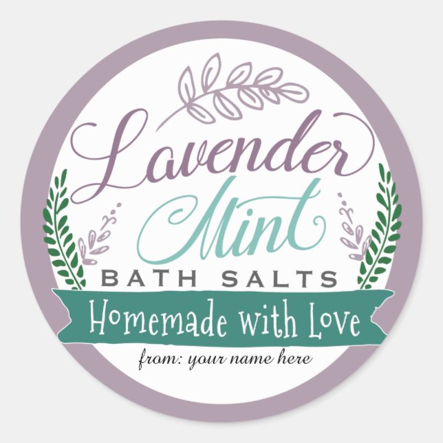 Lavender Mint Salt Étiquettes pour cadeau maison (Devant)