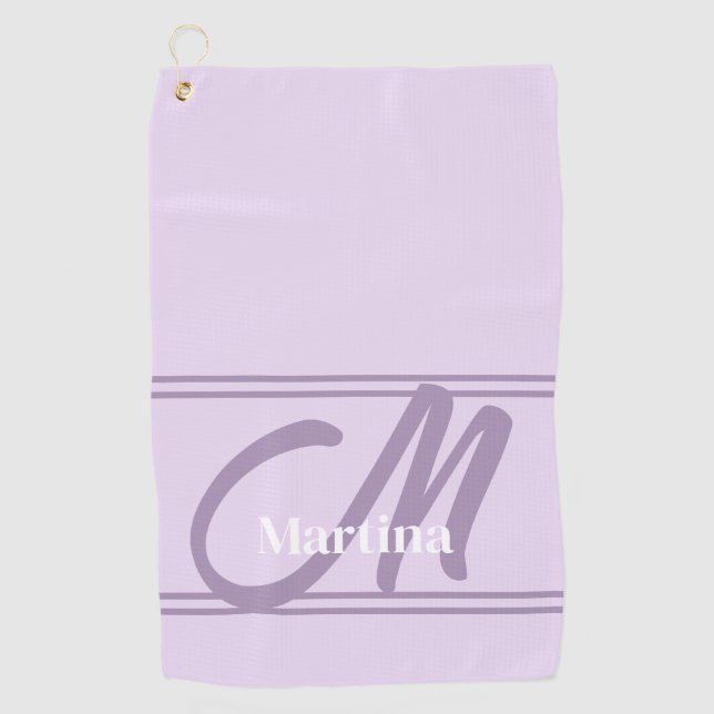 Lavender Moderne Monogramme serviette de golf pour (Devant)