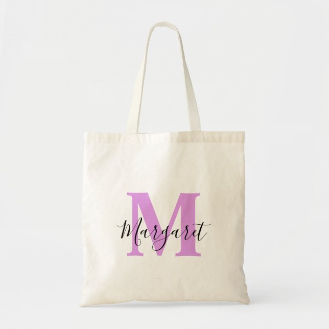 Lavender Monogramme noir Nom de script Sac fourre- (Devant)