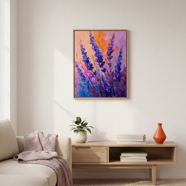 Lavender Orange Sunset Painting Wall Art Poster (Créateur téléchargé)