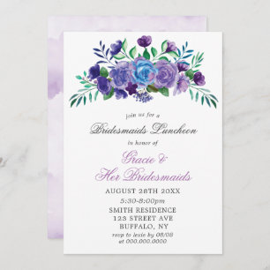 Lavender Paint Floral Bridesmaids Luncheon Invitat