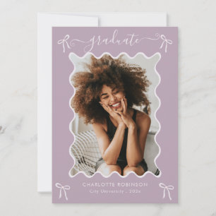 Lavender Pink Bow Graduation Party Faire-part