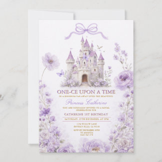 Lavender Princess Castle Birthday Invitation