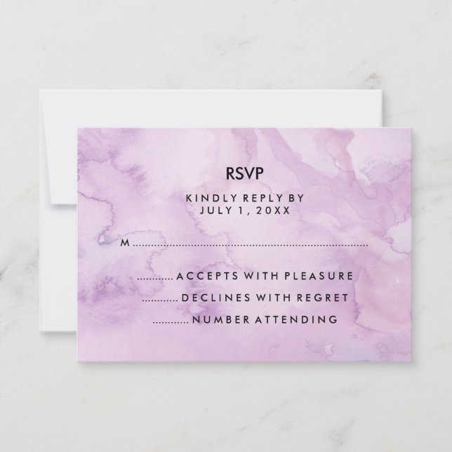 Lavender Purple Aquarelle Look Bat mitzvah RSVP (Devant)