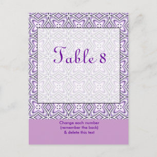 Lavender Purple Numéro de table Carte postale