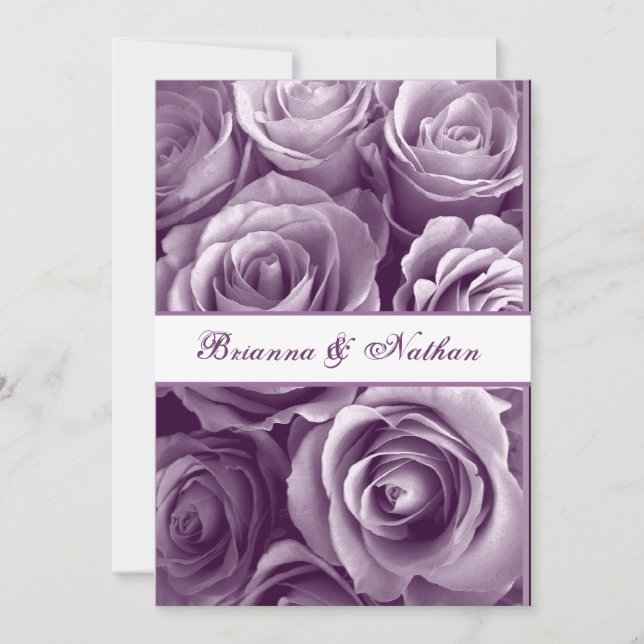 LAVENDER PURPLE Rose Bouquet Faire-part de mariage (Devant)
