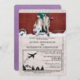 Lavender Purple Suède Faire-part de mariage de pas