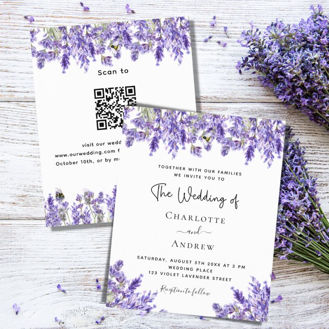 Lavender QR RSVP détaille le faire-part de mariage (Créateur téléchargé)